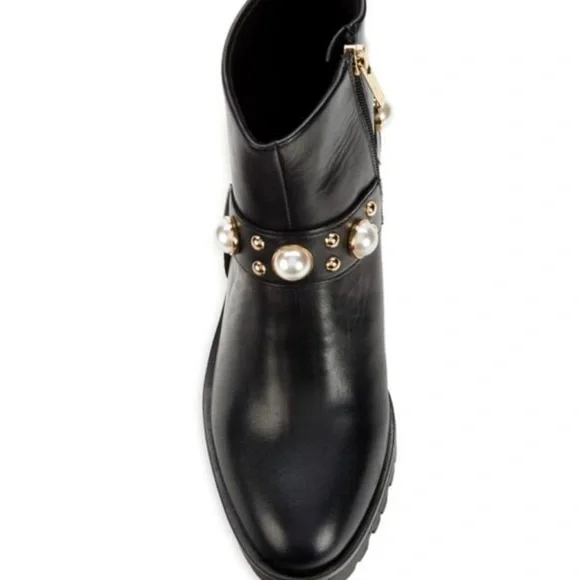 Karl Lagerfeld Paris Pixie Embellished Moto Booties (Retail $189) - Picture 5 of 9
